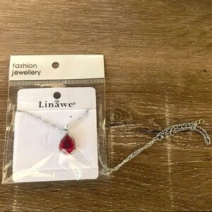 Fashion Piece. Ruby Red Sterling Silver Necklace